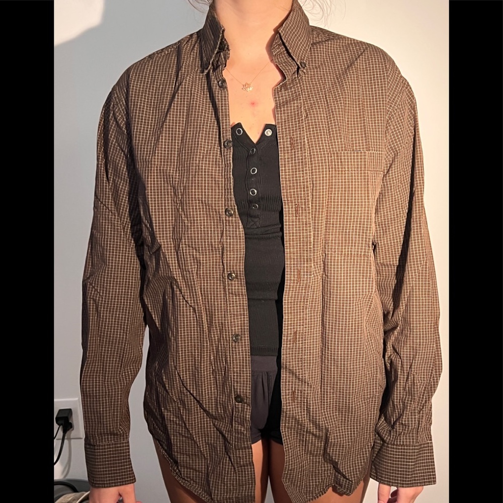 Brown oversized dress shirt